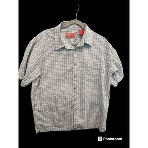 Woody's Retro Lounge Mens Size XL Gray Short‎ Sleeve Button-Up Shirt Seersucker